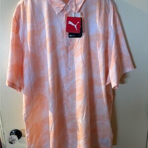 Puma Men's Tropical Orange Button Down 3xl Shirt